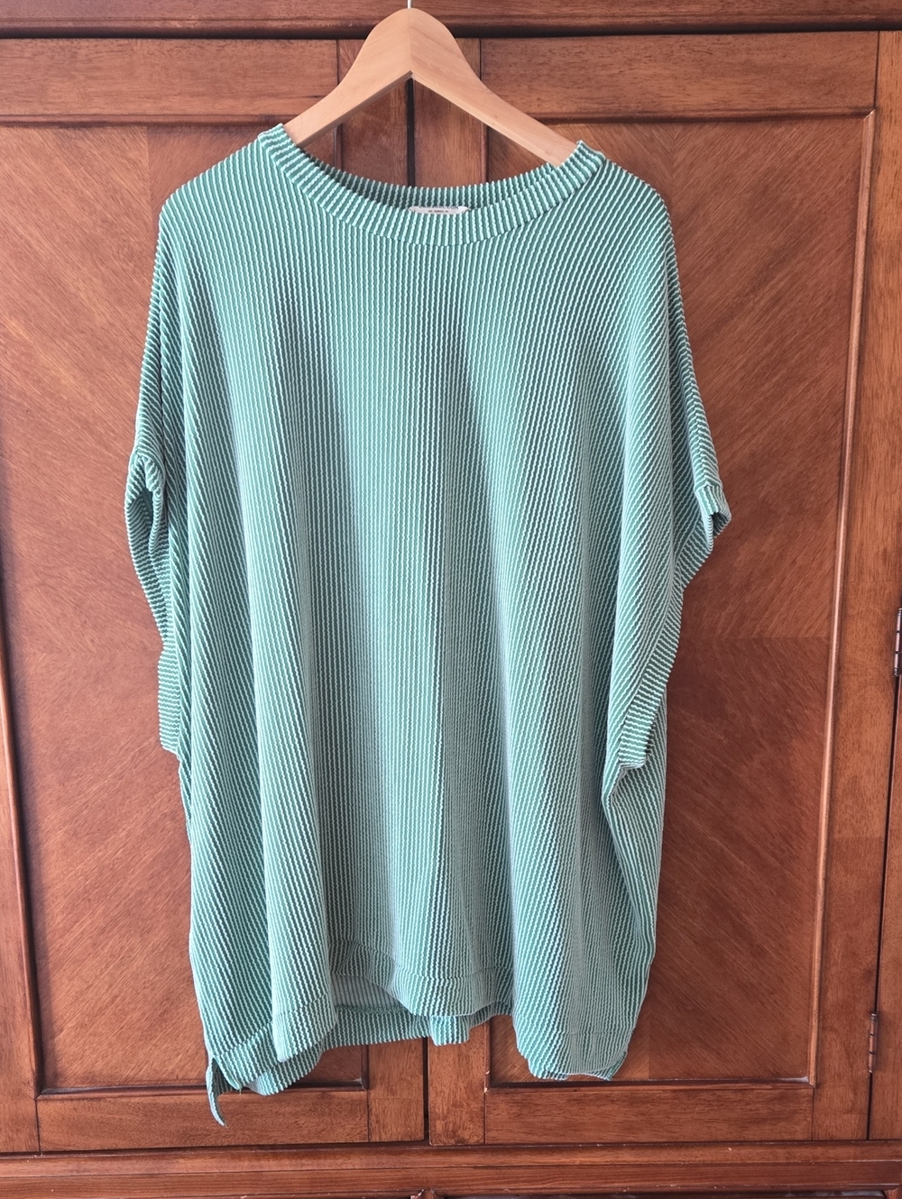 Chic Soul Mint Green Ribbed Relaxed Tunic